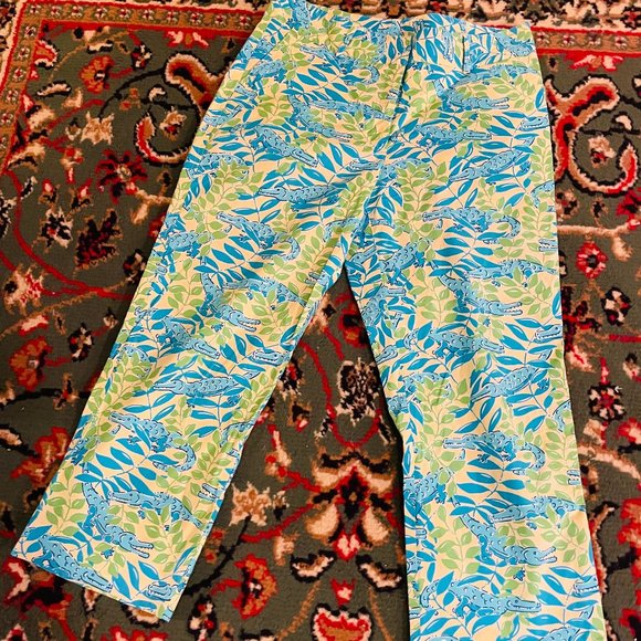 Lilly Pulitzer Blue and Green Patterned Capris - Picture 1 of 6